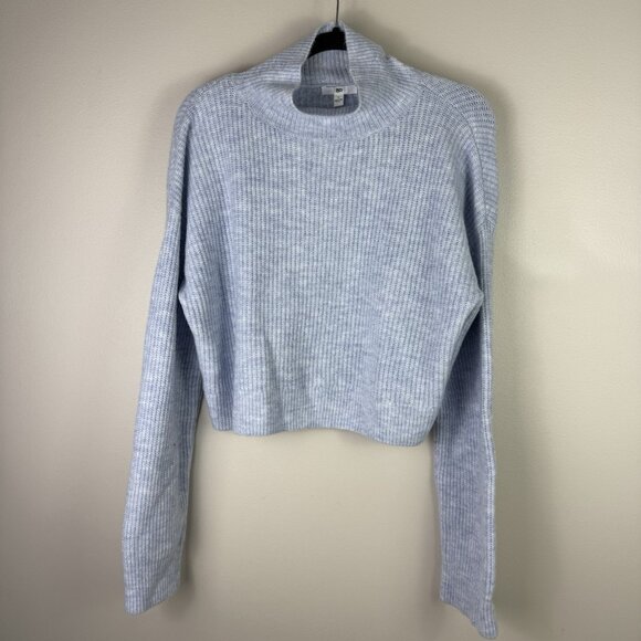 BP Light Blue Cropped Mock Neck Sweater S Soft Knit Cozy Lounge Fall Winter - Picture 2 of 10